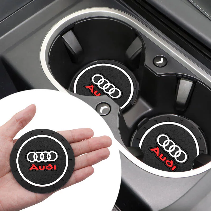 2Pcs PVC Car Coasters Water Cup Slots Non-Slip Mat Water Cup Pad For Audi Sline A4 TT A6 A3 A8 A1 A5Q3 Q5 Q7 Q8 Car Accessories