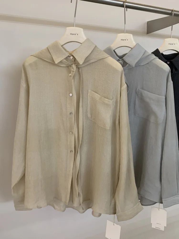 KWTX 2025 Camicetta a maniche lunghe da donna elegante e casual con sciarpa e tasca - Tunica semplice ed elegante e versatile da indossare ogni giorno