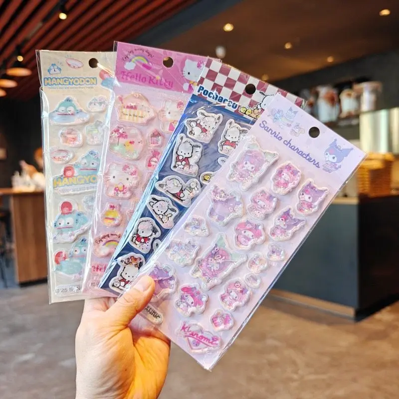

Милые мультяшные наклейки Sanrio HelloKitty Big Family, высококачественные водные наклейки Shake Shake, украшения для рукоделия, мелкие узоры, подарок