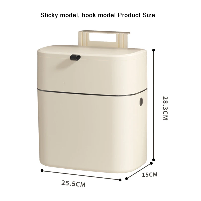 Wall Mounted Trash Can Rectangle Narrow Design With Lid Strong Load-bearing Two Wall Mounting Methods 9L