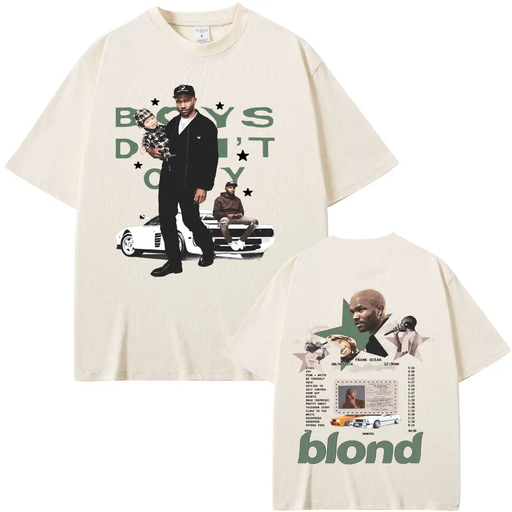 

Rapper Frank Vintage Oversized T-shirt Ocean Hip Hop Trend T Shirts Blond Fashion Pop Music T-shirts Men Pure Cotton Tee Shirt