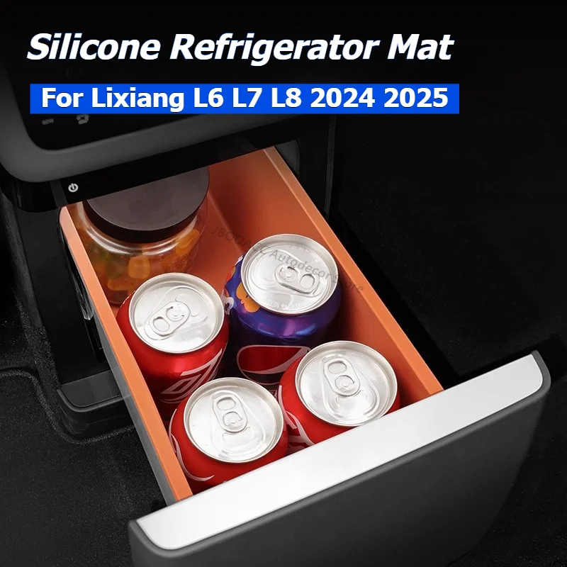 

For Lixiang L6 L7 L8 2024 2025 Car Refrigerator Mat Fridge Bottle Water Organizer Pad Silicone Car Rear Refrigerator Storage Pad