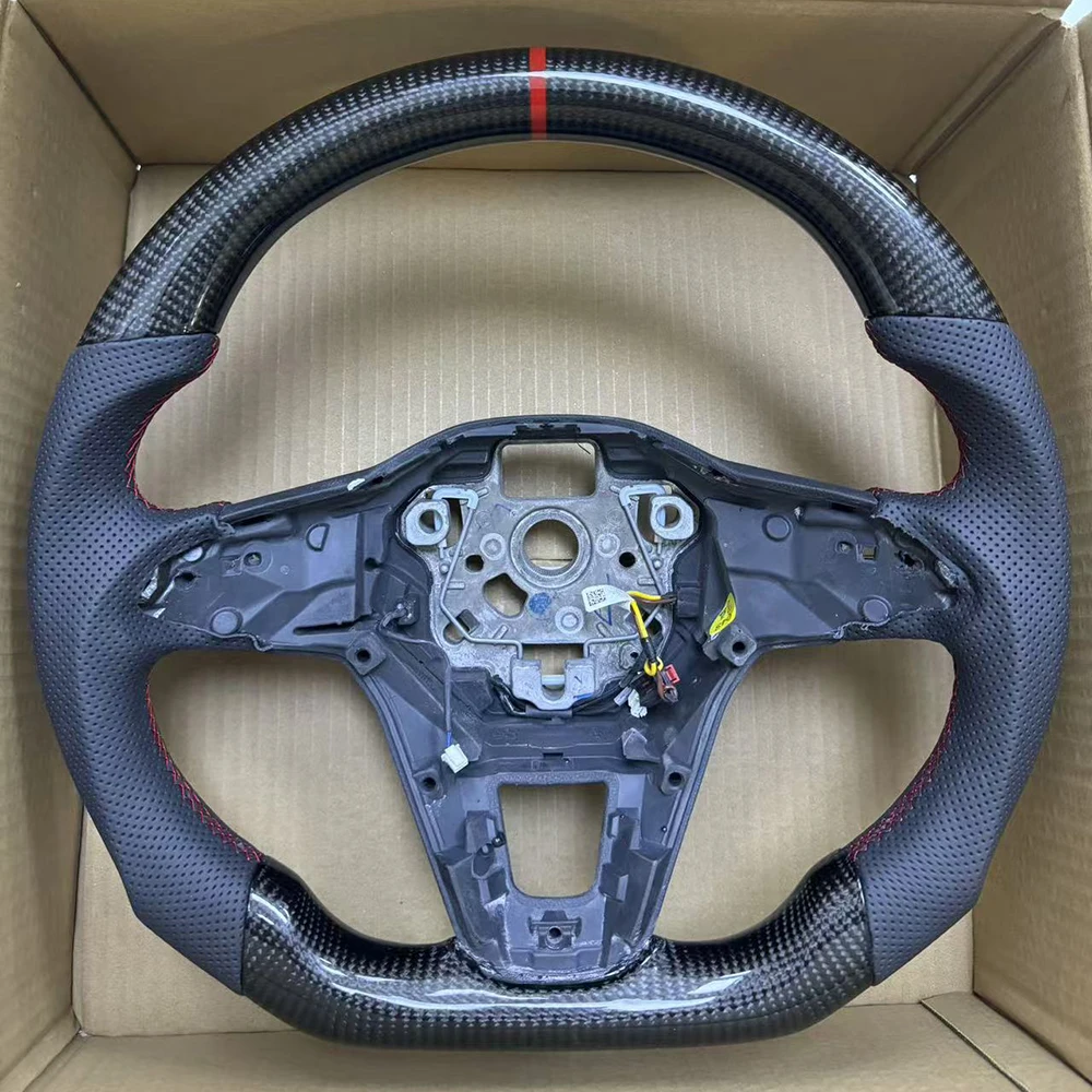 For VW Golf MK8 Perforated Leather Carbon Fiber 12 Clock Back Label RLINE Steering Wheel Base Assembly