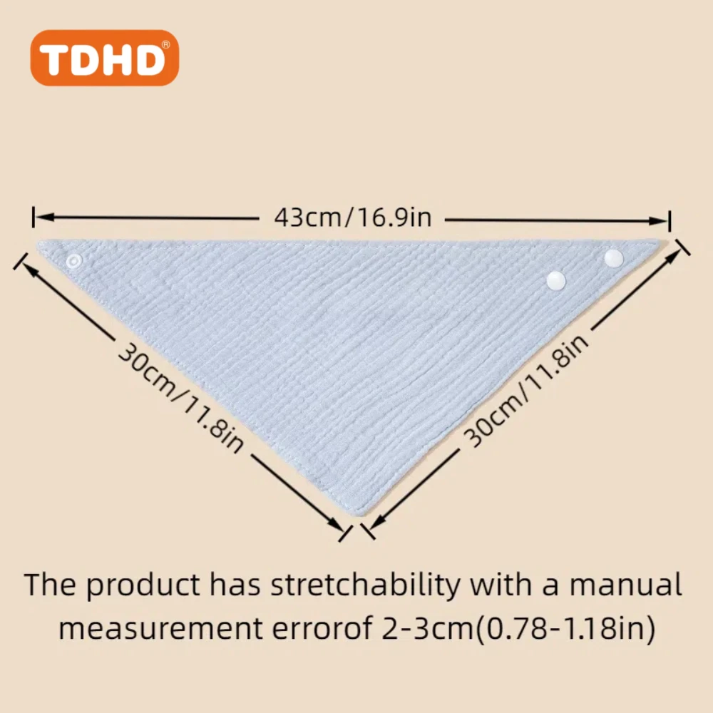 TDHD 8 Buah Oto Air Liur Makan Bayi Handuk Air Liur Segitiga Warna Solid Syal Bandana Katun Lembut Bib Tombol Jepret Dapat Disesuaikan