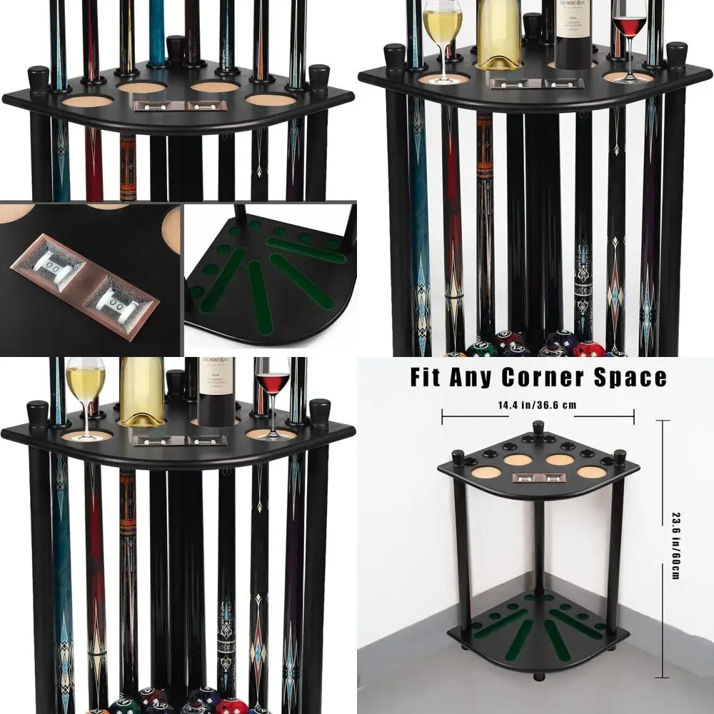 

Напольный держатель для кия из цельного дерева - черные аксессуары для бильярда