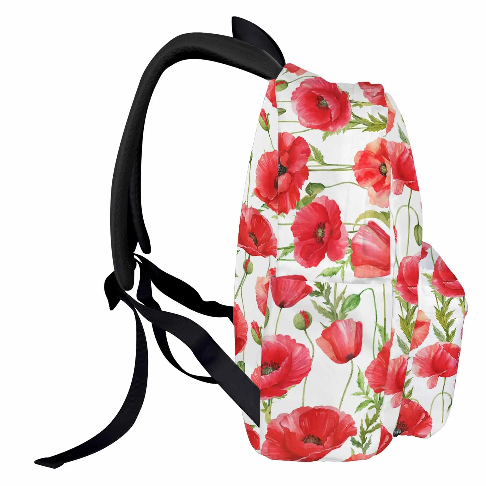 Watercolor Red Poppy Flower Backpack School Bags for Teenagers Students Laptop Bag Women's Casual Travel Backpack