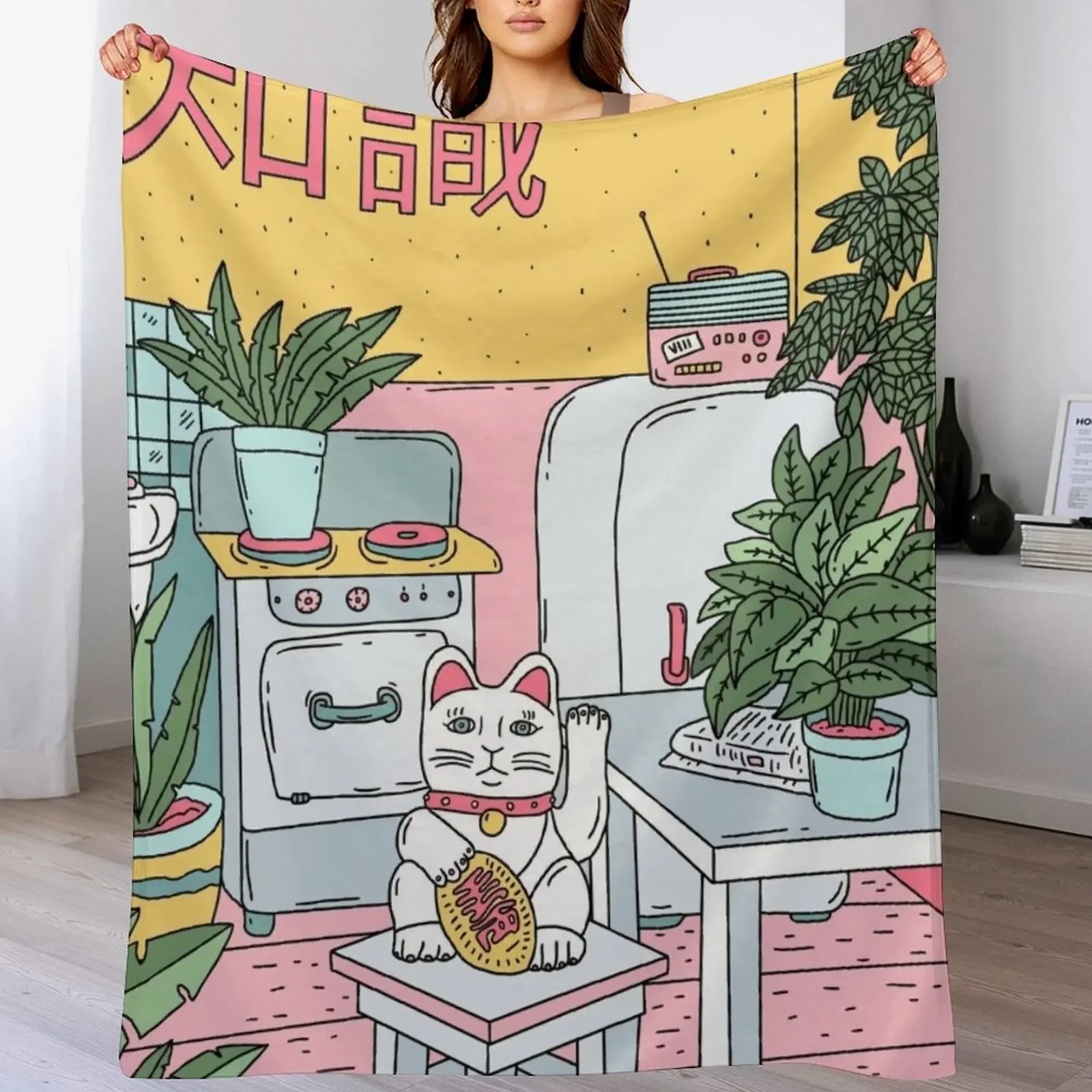 

Maneki Plants Throw Blanket Warm Flannel Blanket for Couch Chair Bedroom