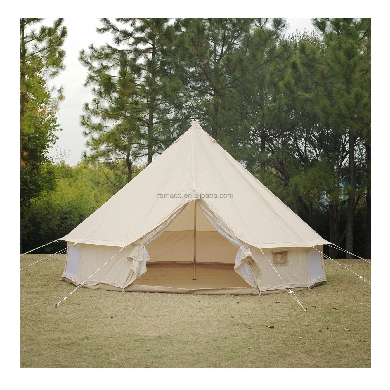 

Remaco New Design 3M/4M/5M/6M Outdoor Camping Luxury Yurt Glamping 4 Season 5-12 Persons Family Canvas Cotton Large Bell Tent