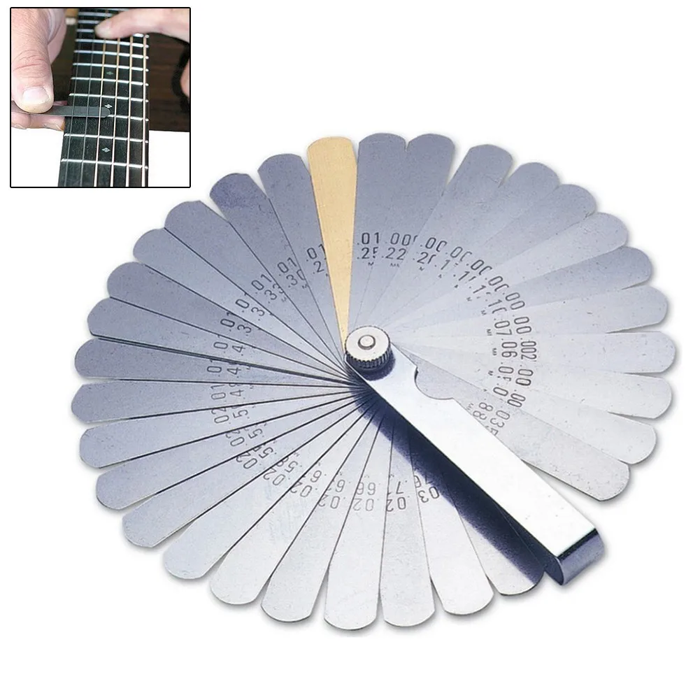 Height Luthier Tool Guage Premium 32 Blade Feeler Gauge Set for Guitar Nut Slot Depth and Fingerboard Clearance