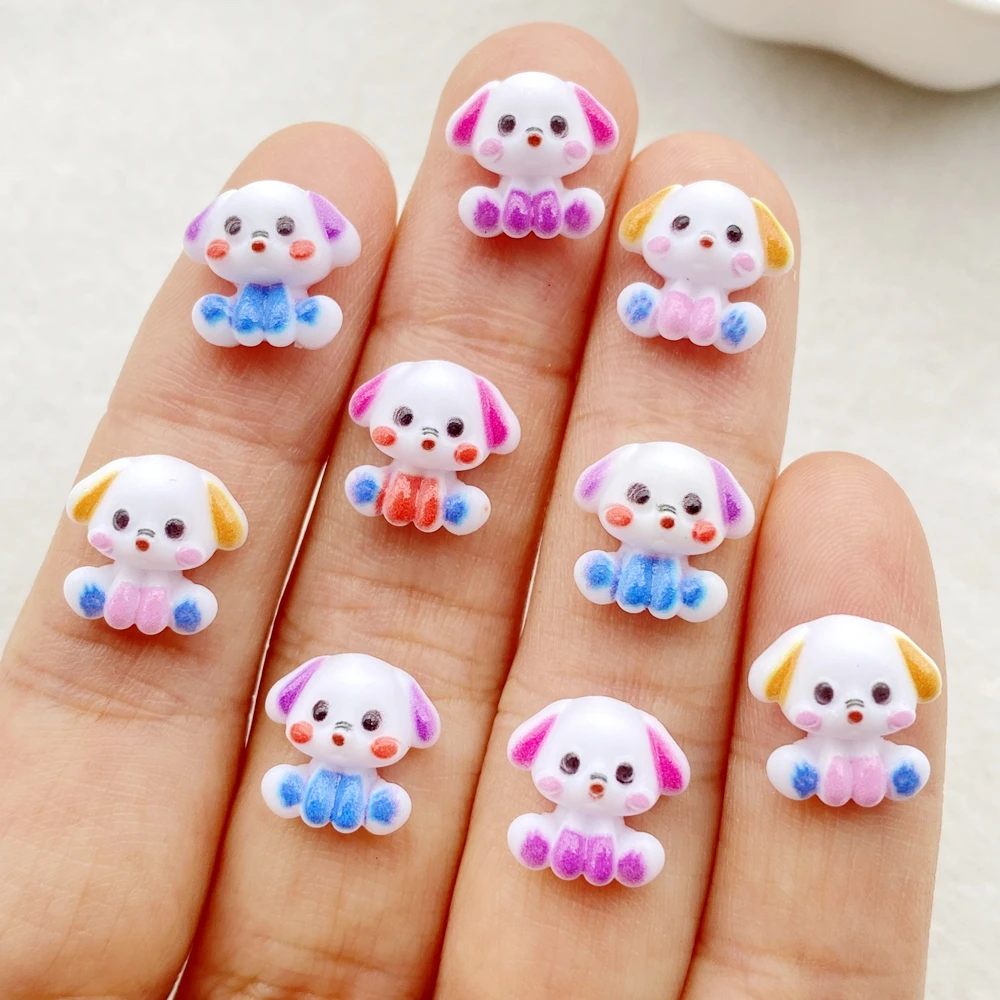 

50Pcs Cute Mini Cartoon Colorful Dog Series Nail Art Resin Designer Charms DIY Craft For Nail 3D Decorations Jewelry
