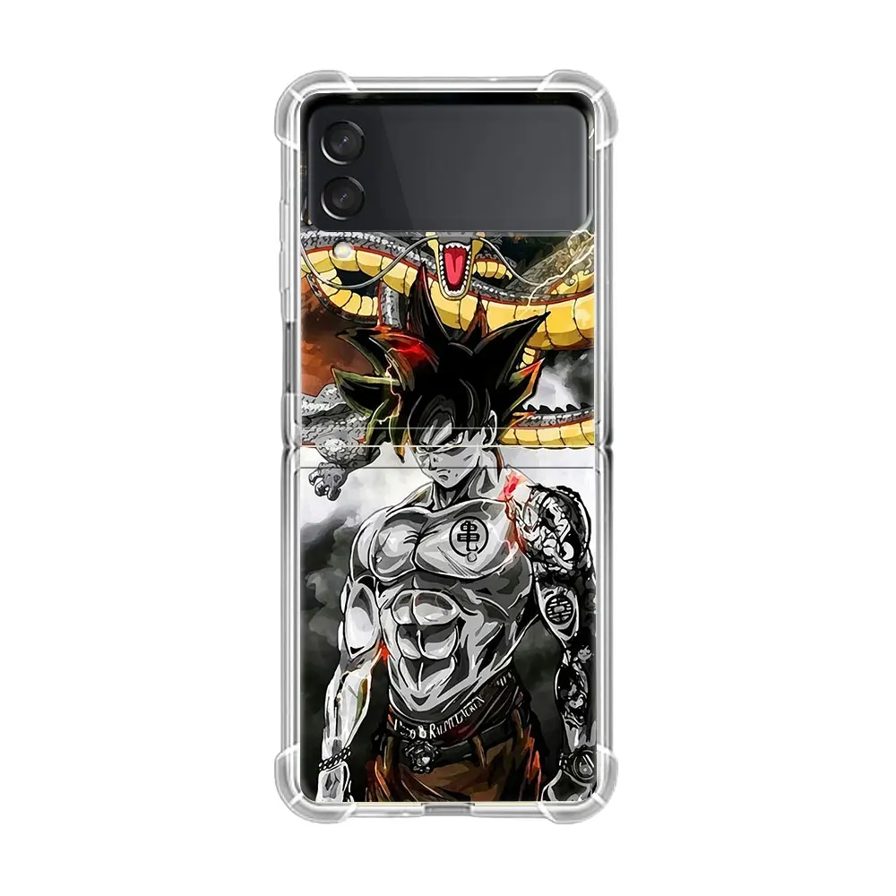 Dragon -Ball Luxury Case For Samsung Galaxy Z Flip 4 3 5G Funda Z Flip 5 Clear PC Hard Shockproof Back Phone Coque