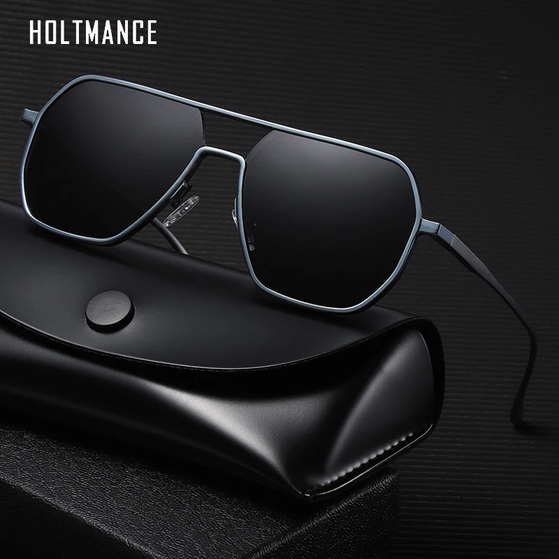 New Creative Aluminum Magnesium Day Night Color Changing Mirror for Men Male Square Two-Tone Temples Polarized Sunglasses UV400