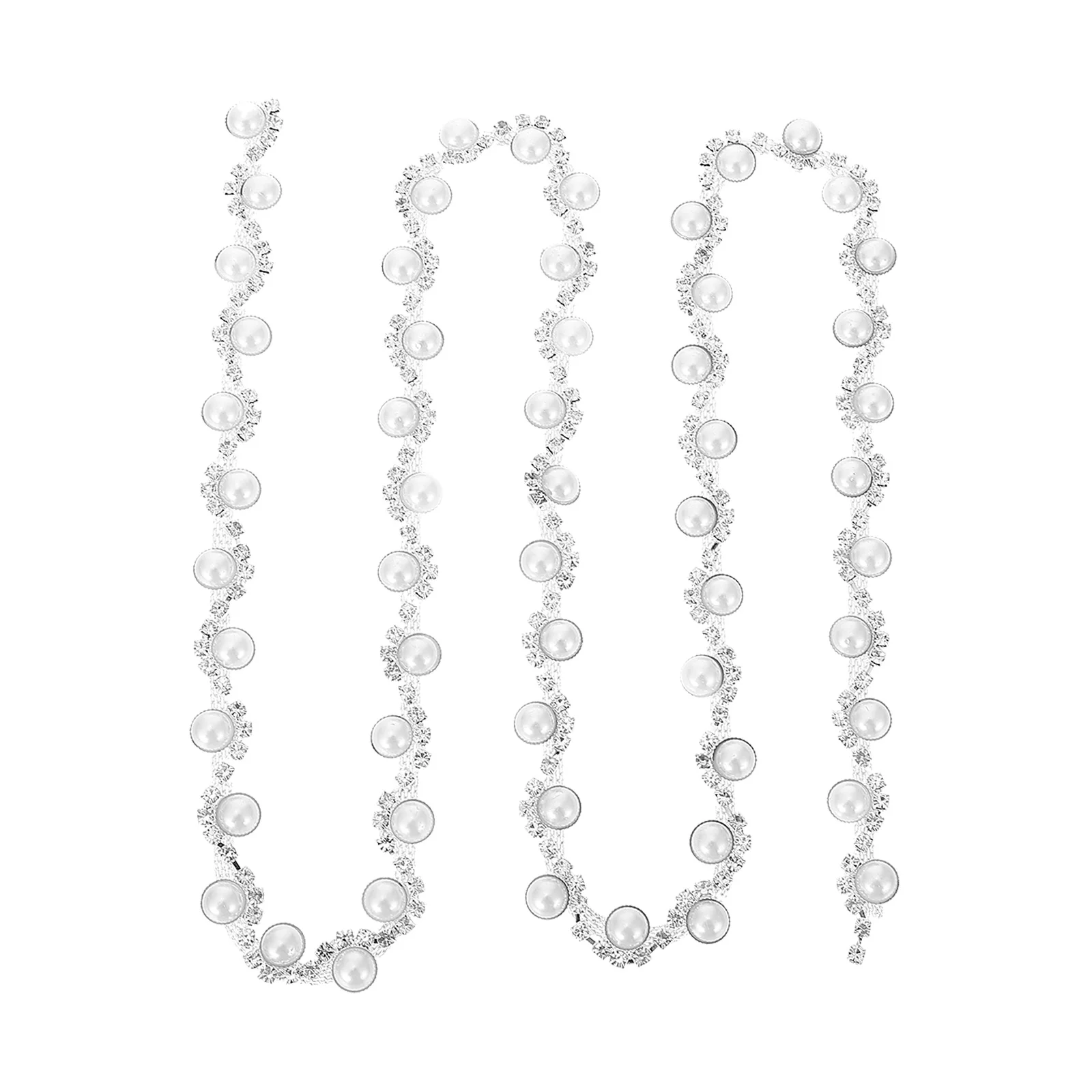 

1pc Pearl Rhinestone Chain Wedding Dress Shoulder Decor Sparkly Clothing Chain Diy Bridal Accessory Clothes Supply Handicraft