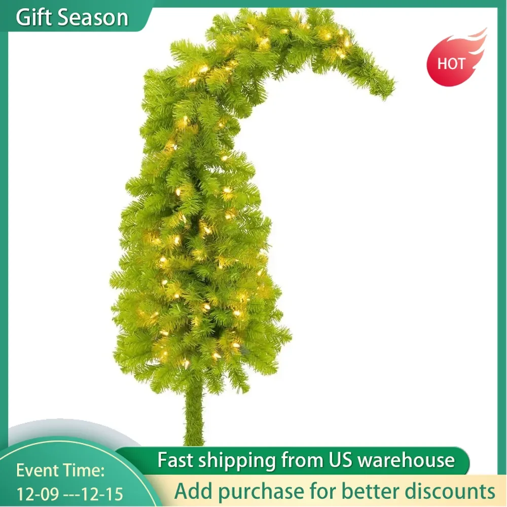 3 FT Christmas Tree with Bracket, Artificial Lighting for Indoor Use. Unique Plastic Tree with Metal Base and Lighting Fixtures