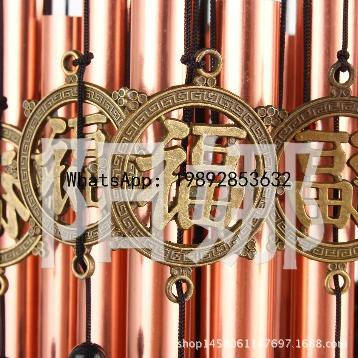 ZF Solid Wood Metal Aluminum Tube Multi-Tube Wind Chime with Antique Bronze Bells for Home Outdoor Balcony Decoration