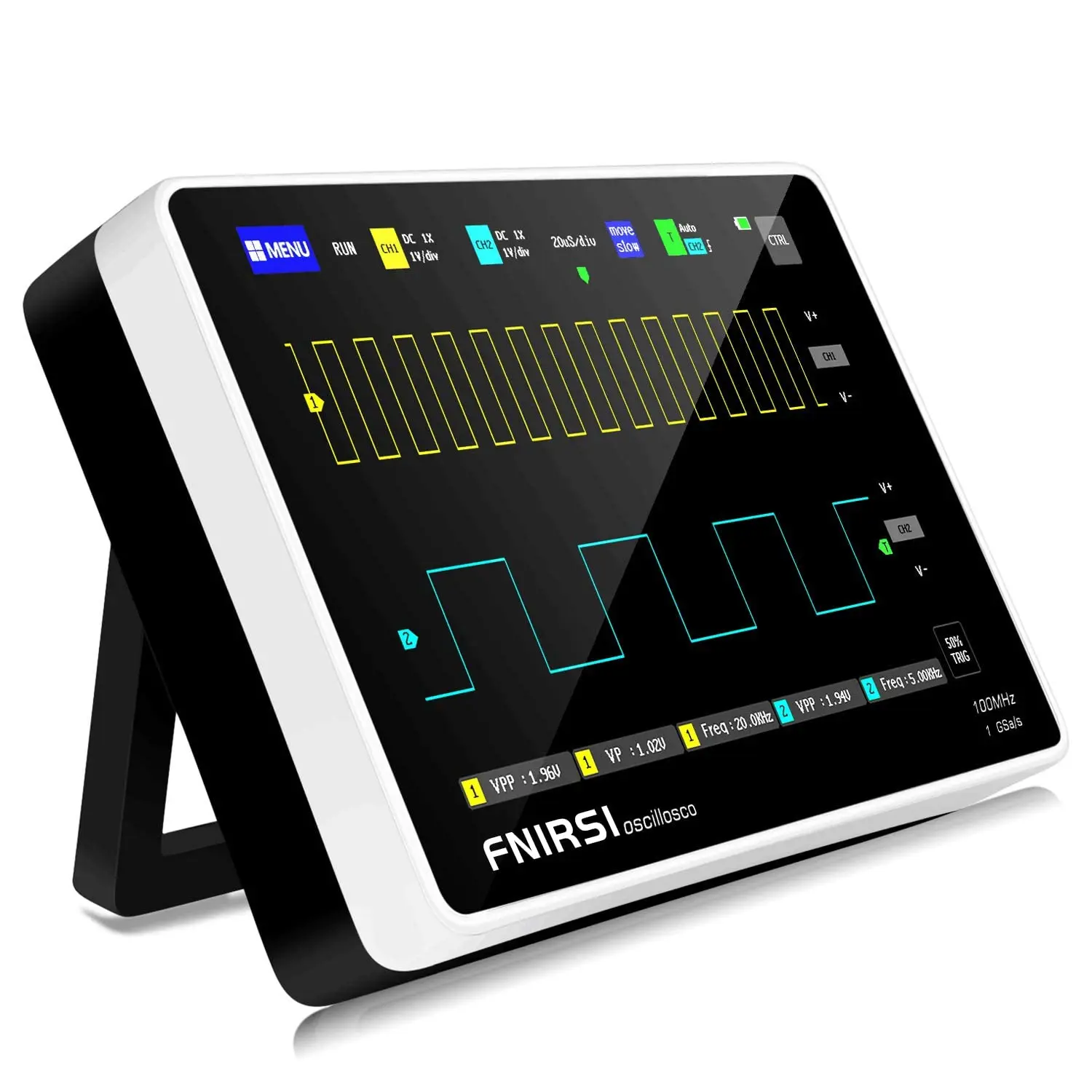 Nuovo FNIRSI-1013D Digital Tablet oscilloscopio Dual Channel 100M larghezza di banda 1GS frequenza di campionamento Mini Tablet oscilloscopio