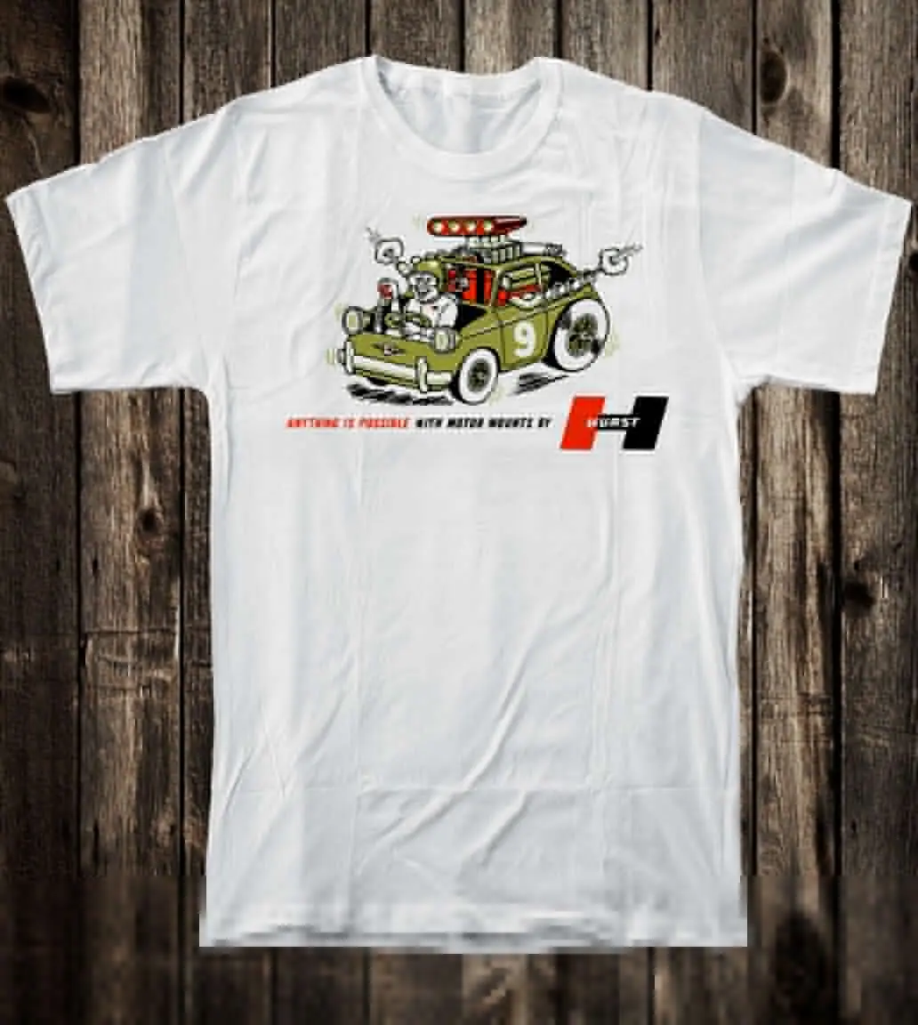 Hot Rod T Shirt Racing Retro Speed Shop Garage Hurst Motor Mounts Drag Race