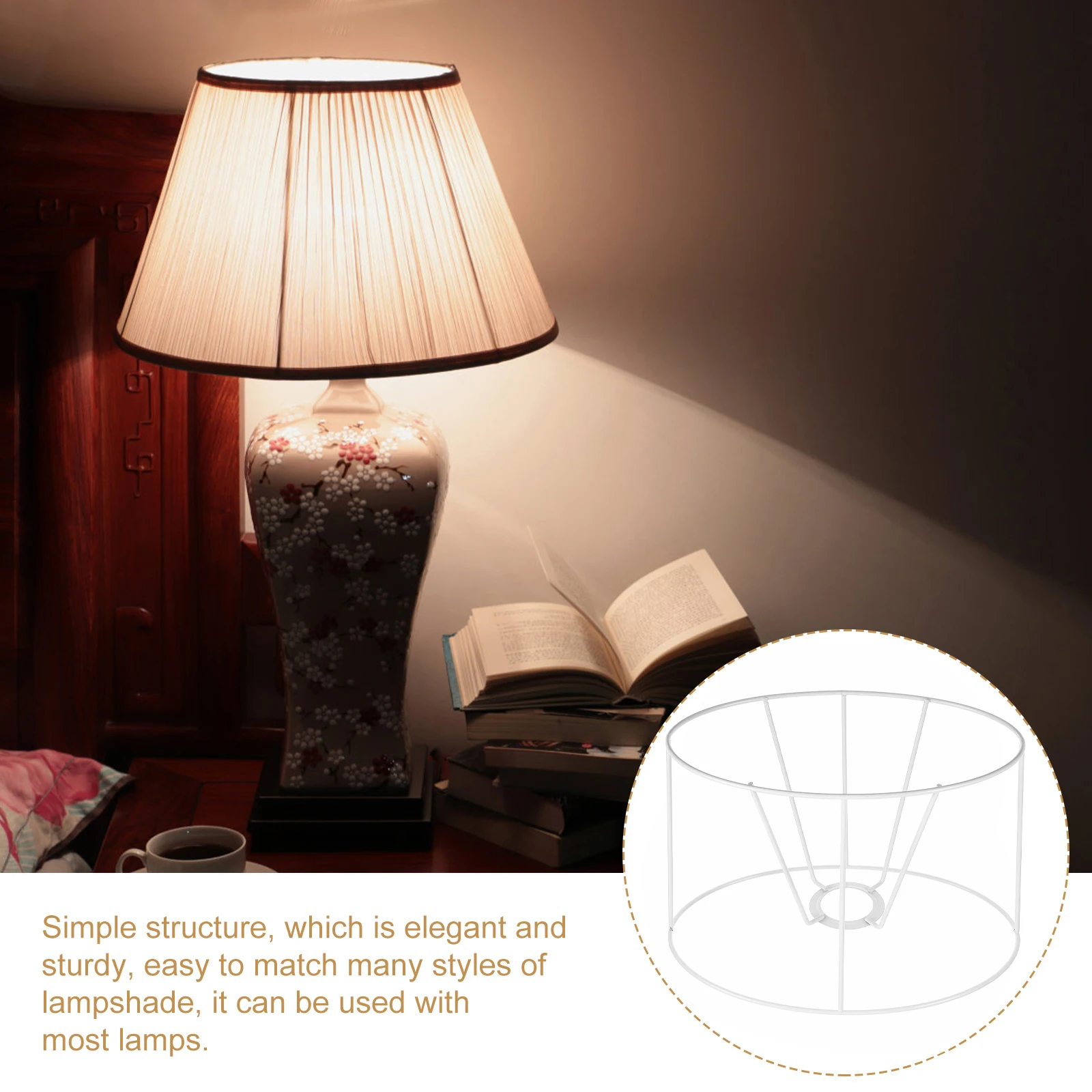 

European Style Metal Lampshade Frame Wire Holder Retro Light Stand Adjustable Angle DIY Bracket White Drum Ring Lampshade