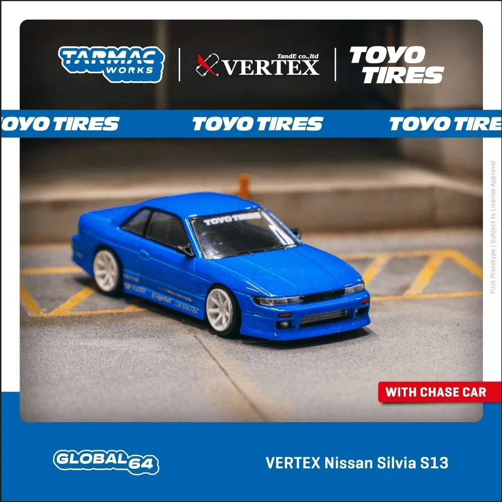 TW 1:64 Vertex Silvia S13 verde gris Diecast Diorama colección de modelos de coches juguetes en miniatura Tarmac Works