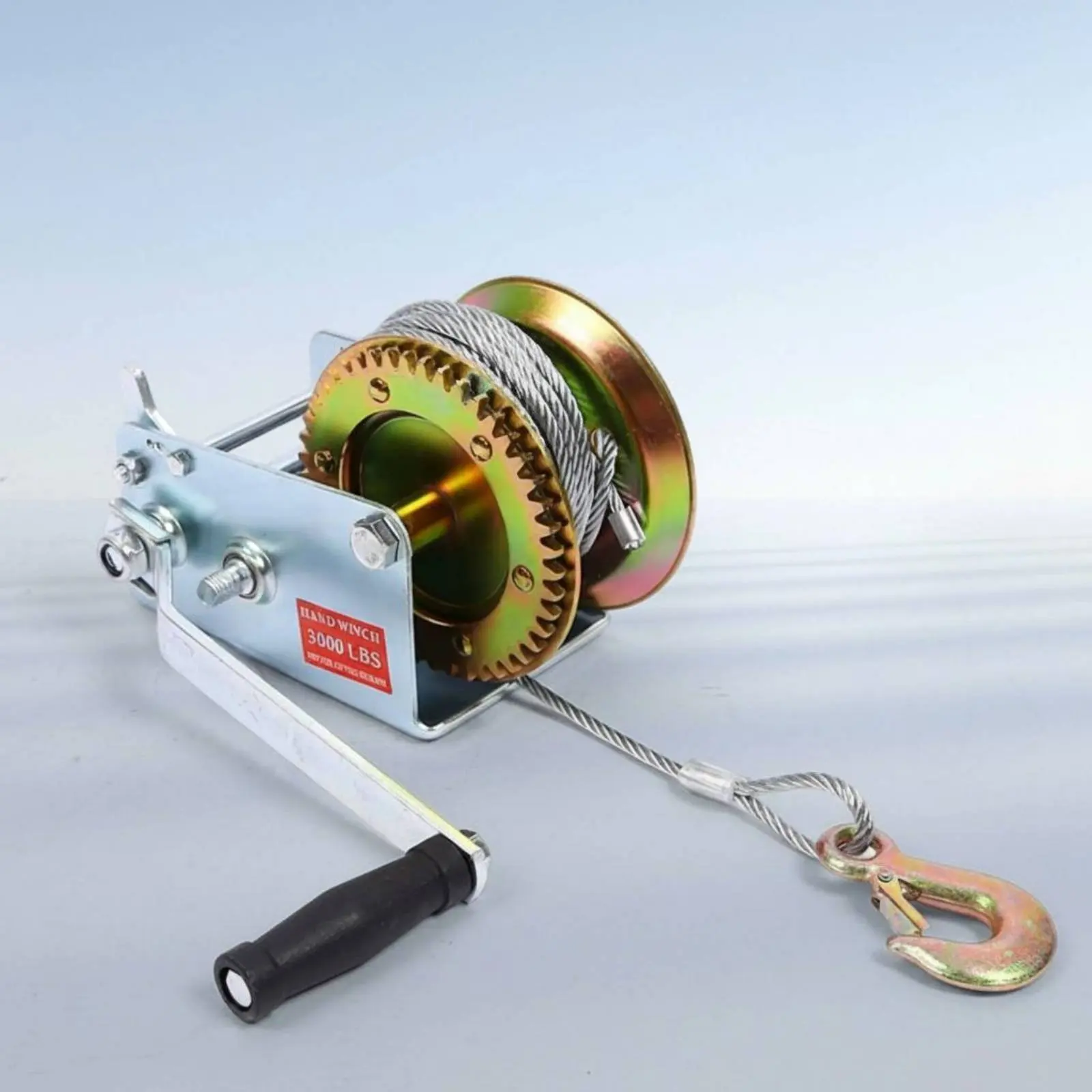 Hand Crank Winch Self-Locking Wire Rope Winch Manual Cable Hoist Strong Load Bearing Lifting Tool Easy Install for Workshop