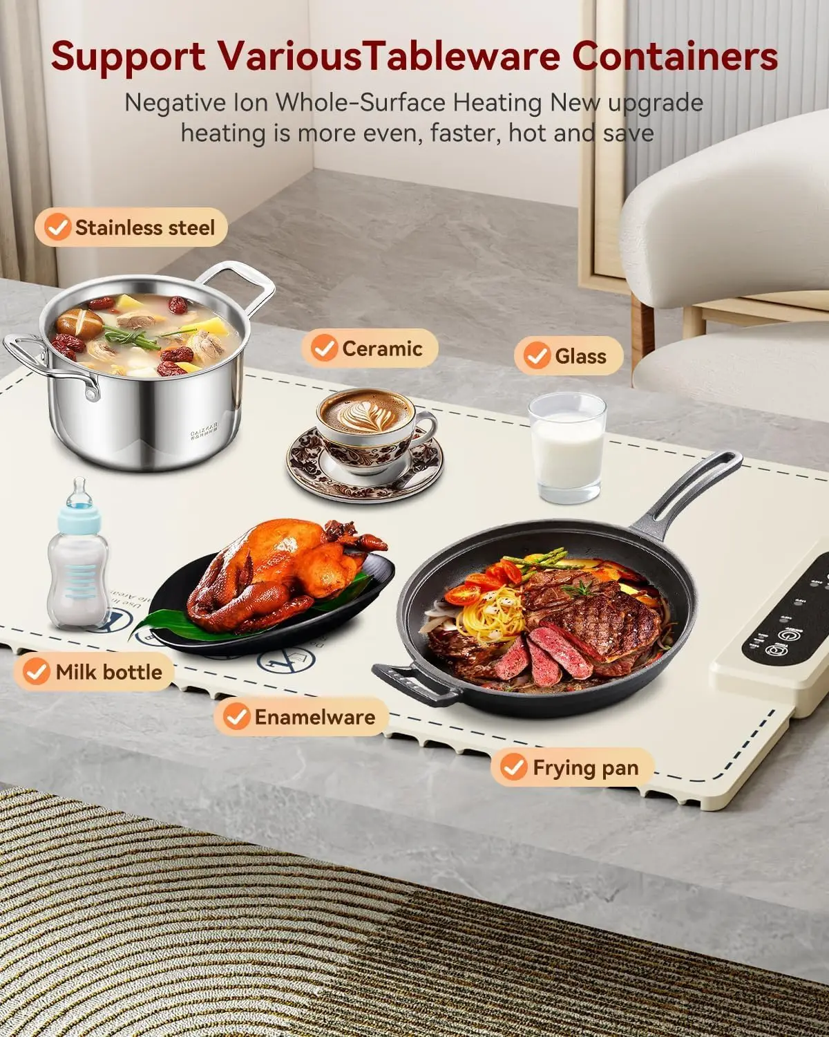 Electric Warming Tray, Roll Up Portable Food Warming Mat with 3 Temperature Setting for Parties Buffets Party Travel Daily Lives