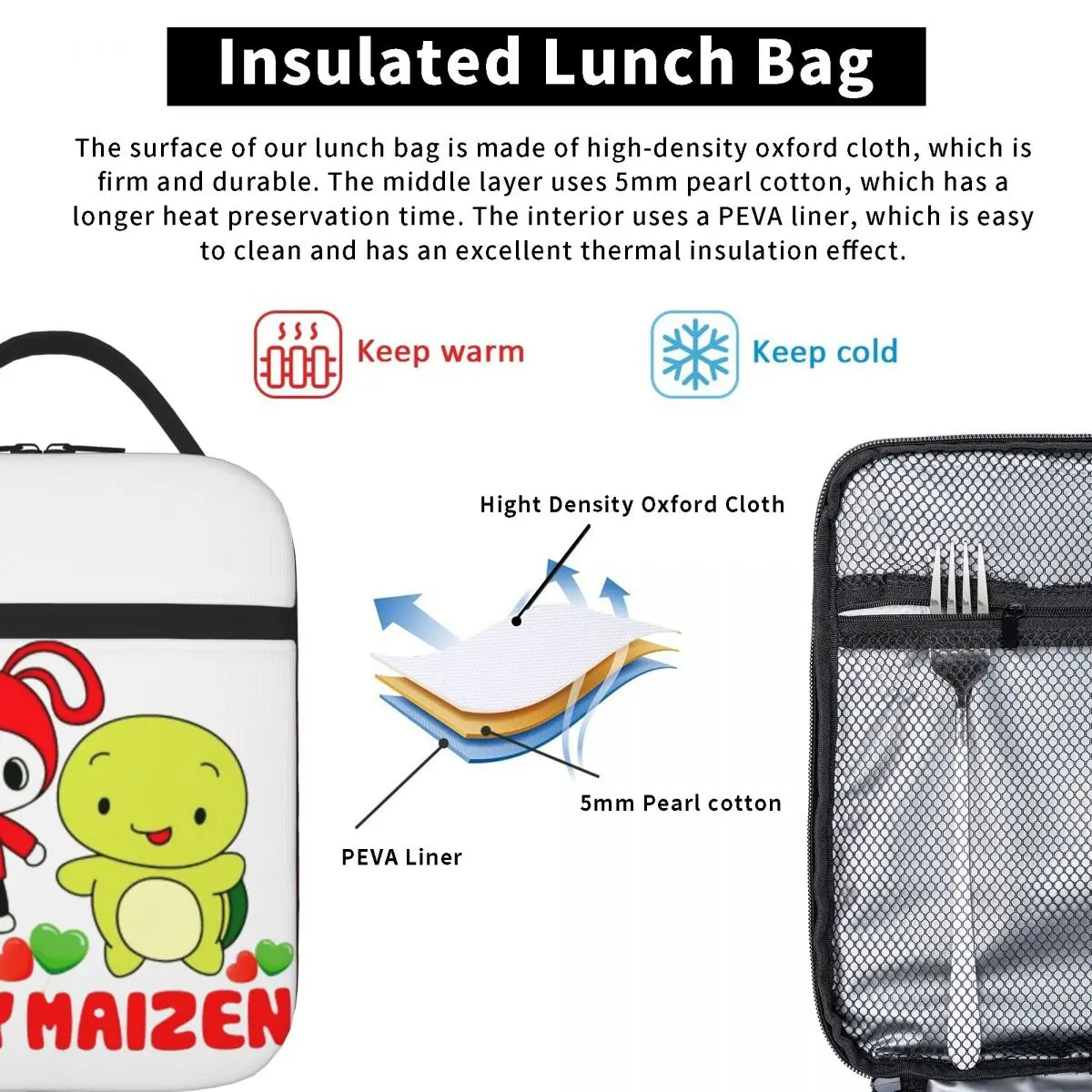 JJ MIKEY MAIZEN-bolsas de almuerzo con aislamiento, caja Bento impermeable a prueba de fugas, bolsas de Picnic para mujer, trabajo, niños, escuela