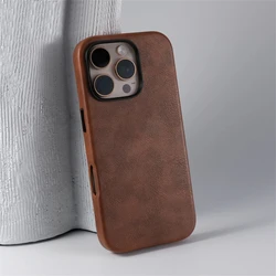 Luxury Business Retro Leather Magnetic Shockproof PU Case For iPhone 16 15 14 Pro 13 12 Pro Max Magsafe Wireless Charging Cover