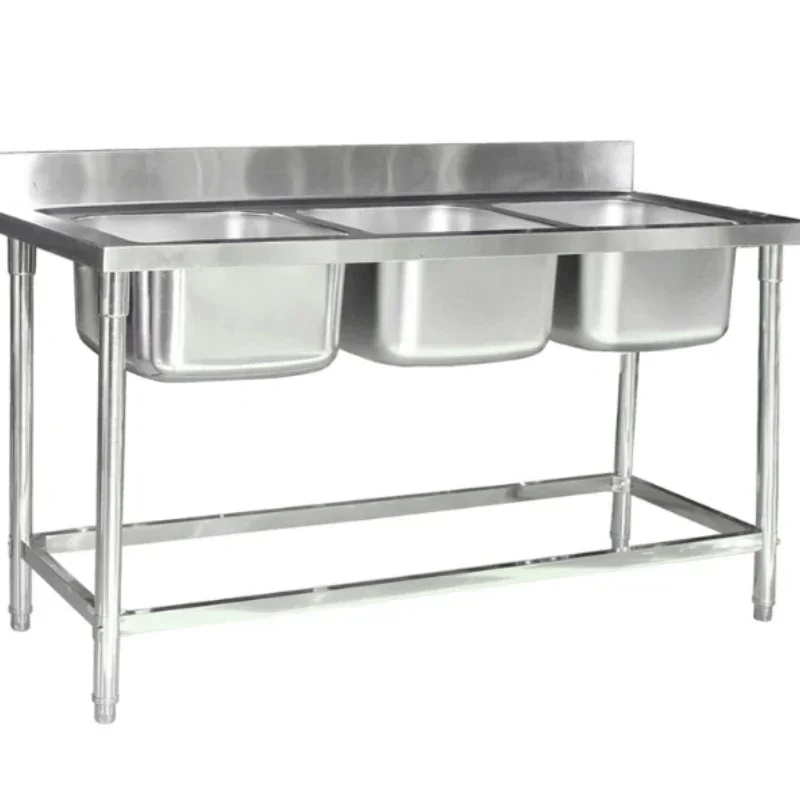 Hot Sale Three-Compartment Stainless Steel Three-Bowl Commercial Sink