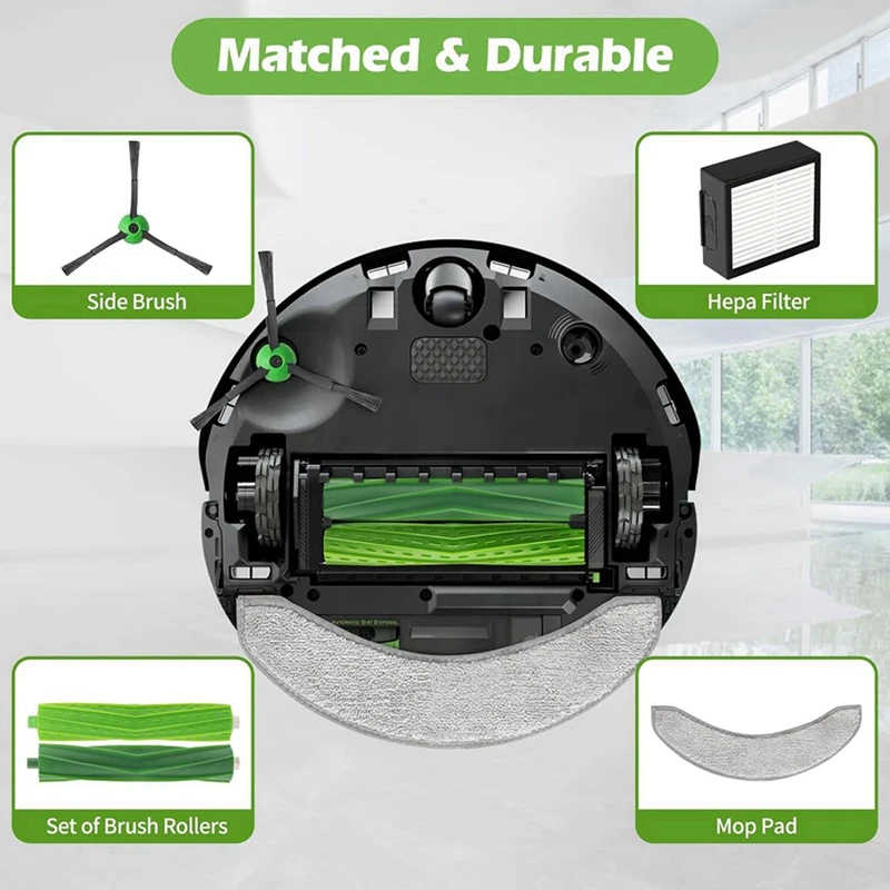 -MEOF 2 Irobot Roomba 콤보 J7 + J9 + 메인 사이드 브러시 Hepa 필터 걸레 천 액세서리 용 교체 부품 세트