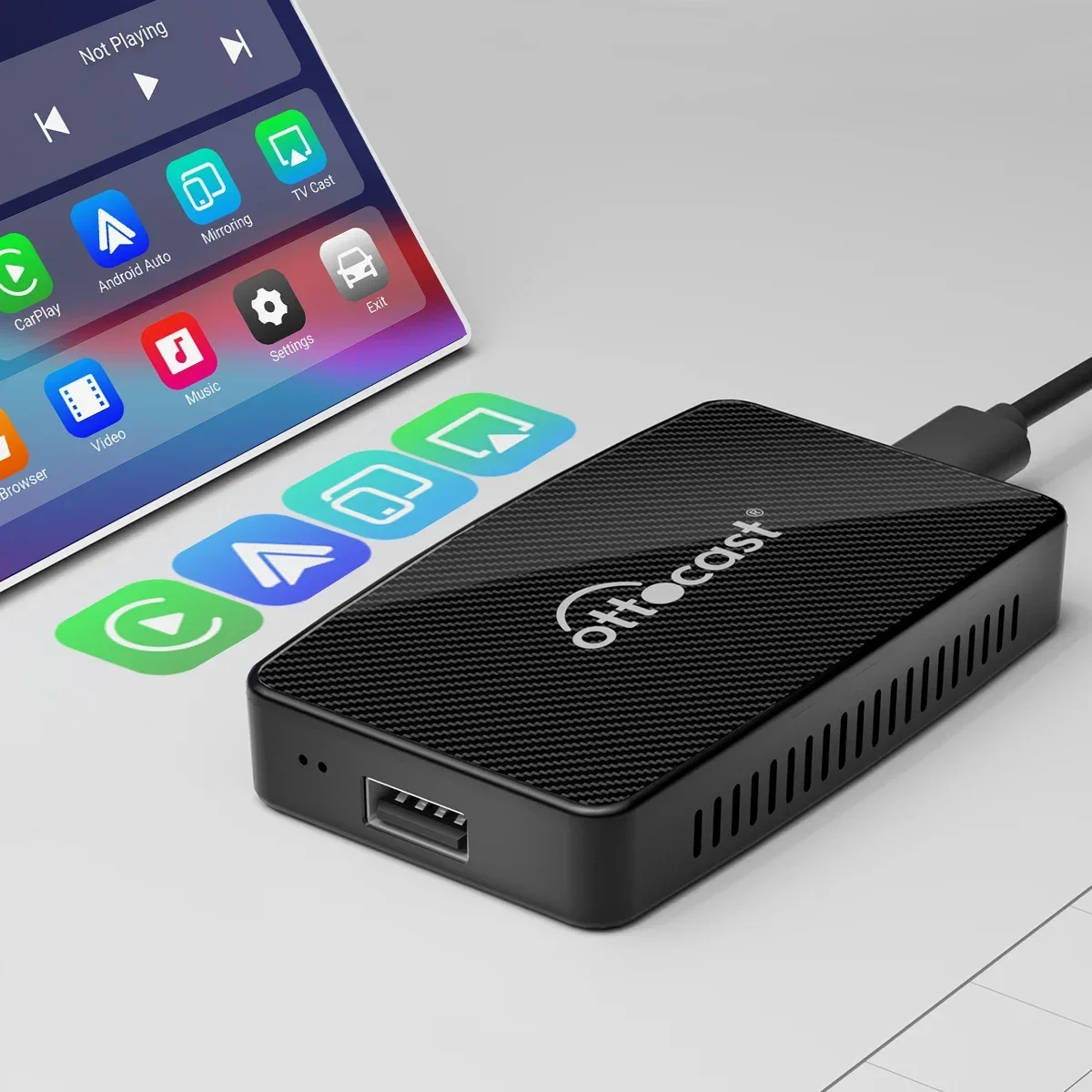 Caja Multimedia Radio de coche CarPlay Android AI Box Adaptador CarPlay inalámbrico Android Auto para Universal