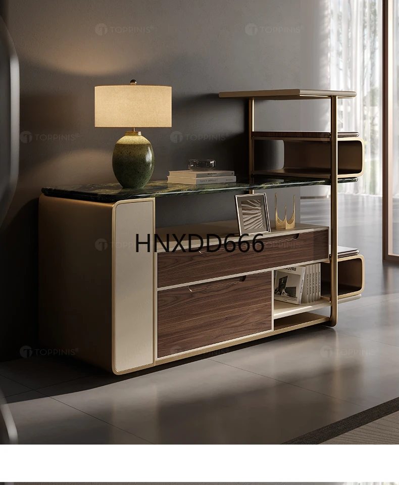 Living room locker creative stainless steel rack tea room floor bookcase light luxury high-end wind edge cabinet