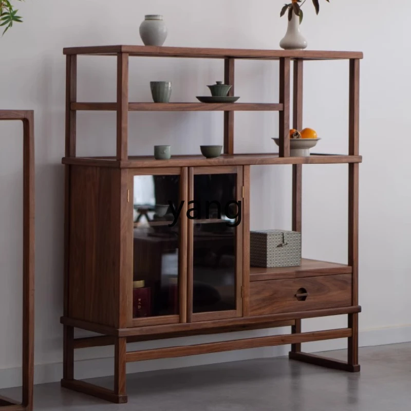 

LH New Chinese Solid Wood Bogu Bookshelf Double Door Display Cabinet Duobao Shelf