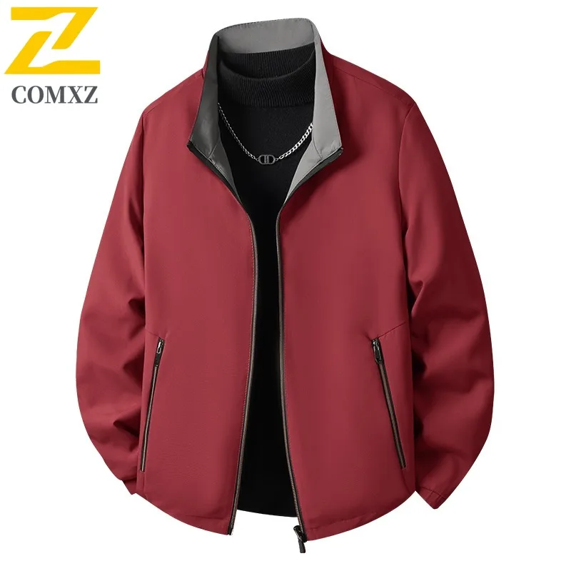COMXZ Men Jacket Premium Stand Collar Outdoor Adventure Comfort Motorcycle Jacket Daily Style Lightweight Autumn New Clothing