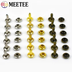 Meetee 50pcs Brass Nails Copper Double Rivet Buckles for Luggage Handbag Boots Shoes Leather Craft Decor DIY Accessories