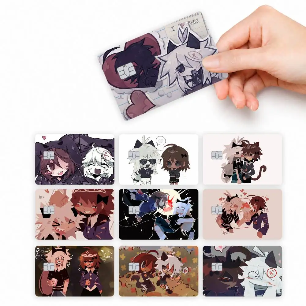 FPE Anime Alice and Oliver  4pcs Credit Card Skin Stickers Suitable for Bank  Transit Pass Decorative Cover