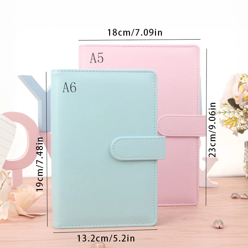 Macaroon Color A6/A5 PU Leather DIY Binder Notebook Cover Diary Agenda Planner Paper Cover School Stationery