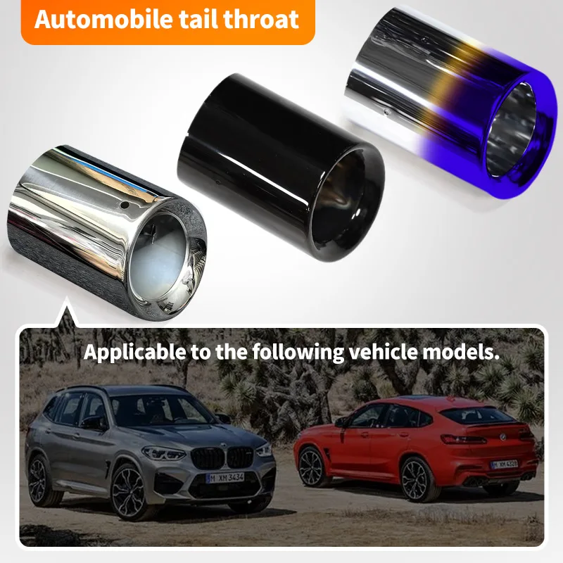 

Car Auto Exhaust Muffler Tip Pipe Stainless Steel Chrome Trim Rear Tail Throat For BMW X4 X3 2018-202 1PC