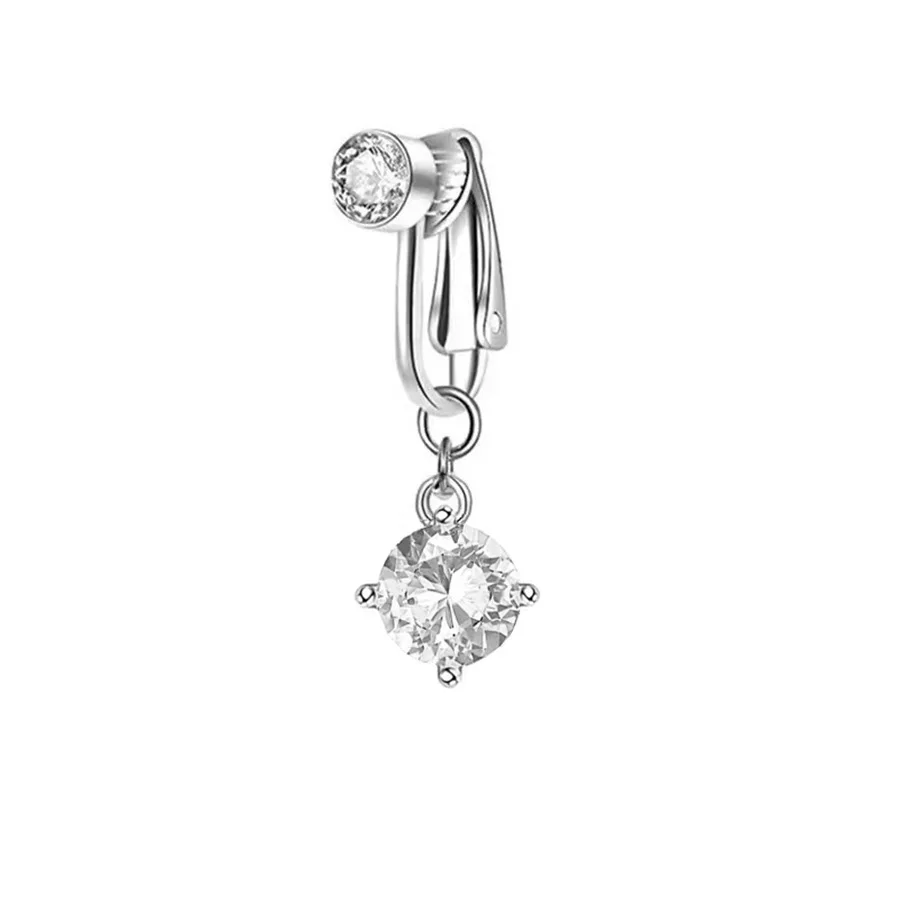 Clip On Bauchnabelring Schmetterling Kupfer Zirkon Rosa Fake Bauchnabelpiercing Nabelschnur Nabel Körperschmuck Trendiger Modestil