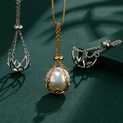 Elegant Pearls Stone Holder Bracket Adjustable Pendant Cage for DIY Necklace Bag Accessories and Sachet Pendants Charm