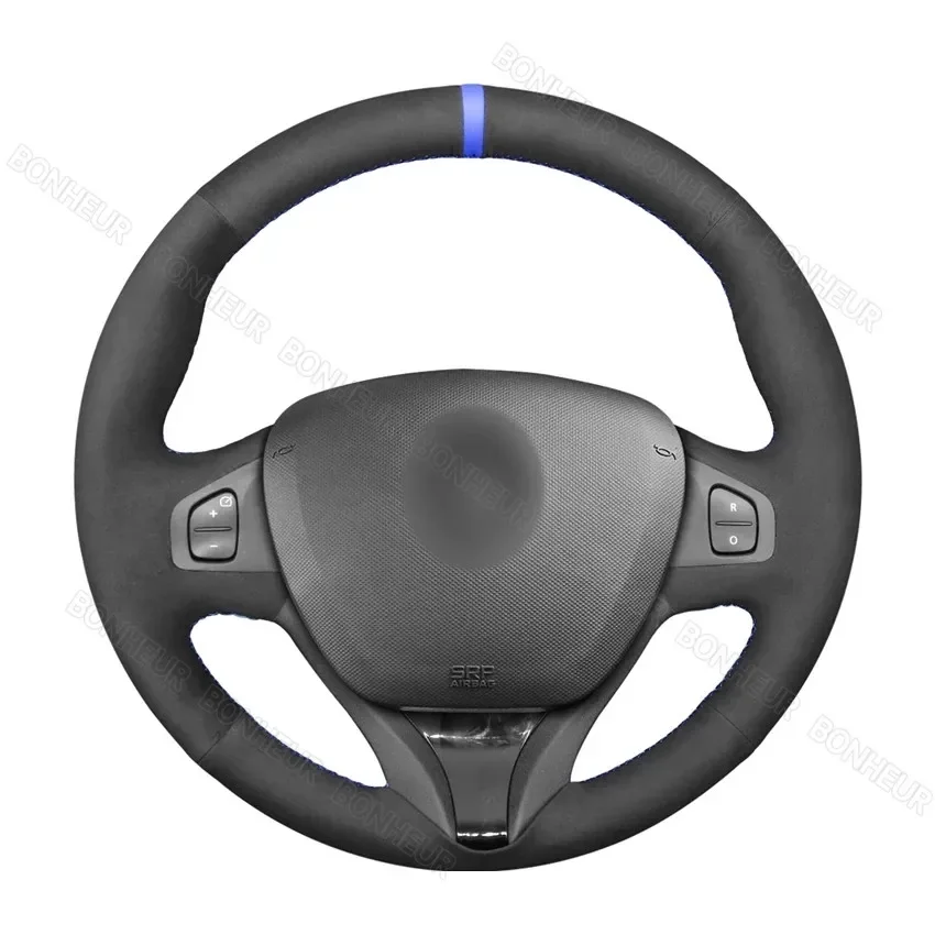 Hand-stitched Black Suede Blue Marker Car Steering Wheel Cover for Renault Clio 4 IV 2012-2016 Captur 2013 2014 2015 2016