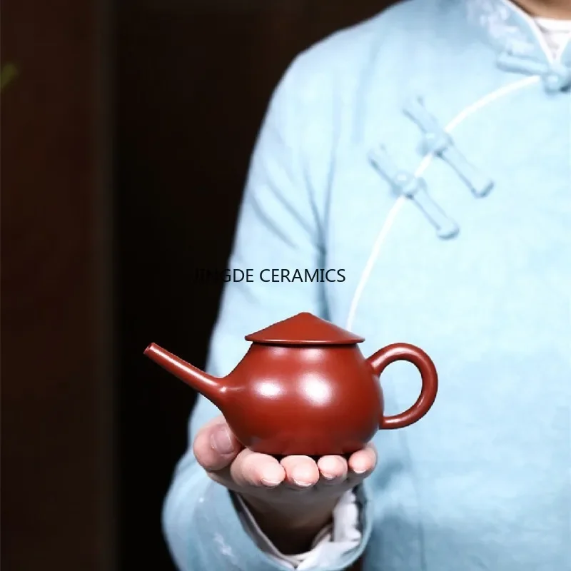 1pcs Authentic Yixing Purple Clay Teapot Famous Artists Handmade Tea Pot Raw Ore Dahongpao Mud Kettle Chinese Tea Set 140ml