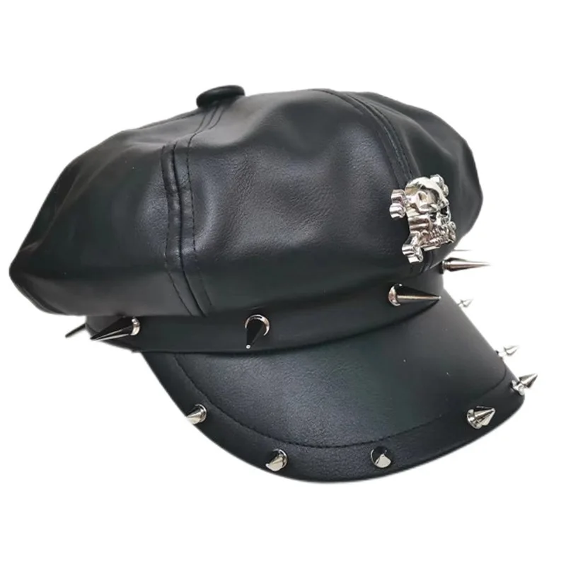 Trendy non mainstream men's and women's hats with rivets, adult hip-hop street dance skull hats, punk style sun protection