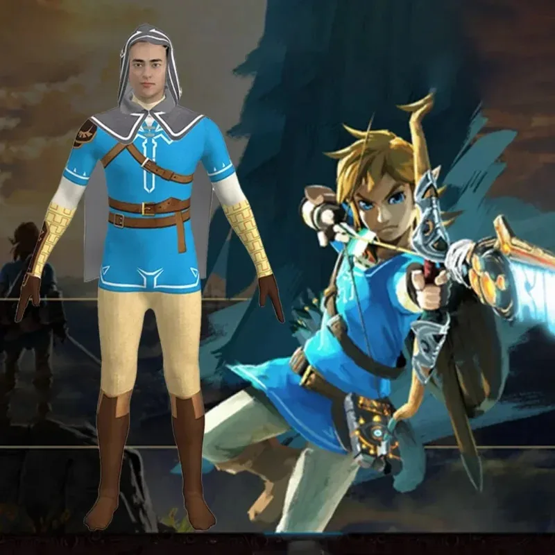 aa124LQAnime Heroes Linke mono para niños disfraz de Cosplay juego Zelda niños mono para adultos Halloween fiesta de Navidad Dres