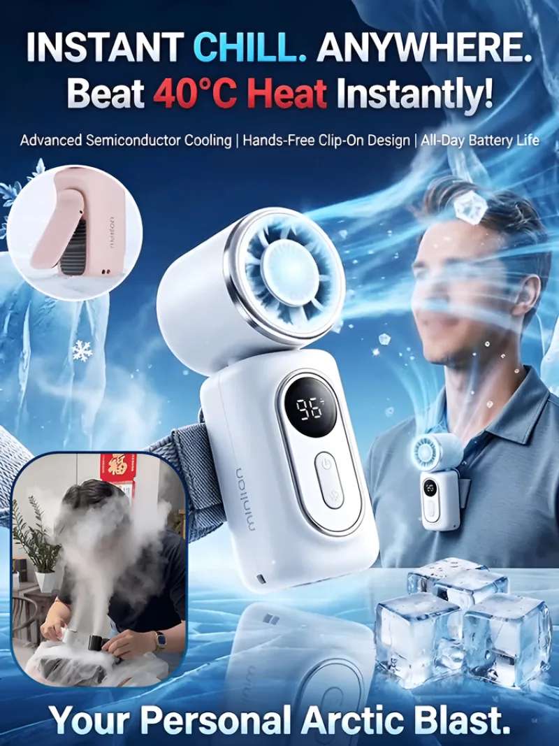 

Portable Clip On Fan 180° Rotatable Ice Cooling Fan 5 Speeds Digital Display 3000mAh USB Rechargeable Handheld Fan For Outdoor