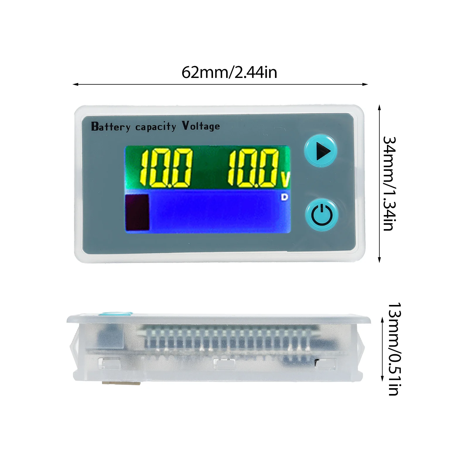 10-100V LCD Battery Monitor 12V/24V/36V/48V Digital Battery Capacity Voltmeter Tester Percentage Level Voltage Meter Gauge Meter