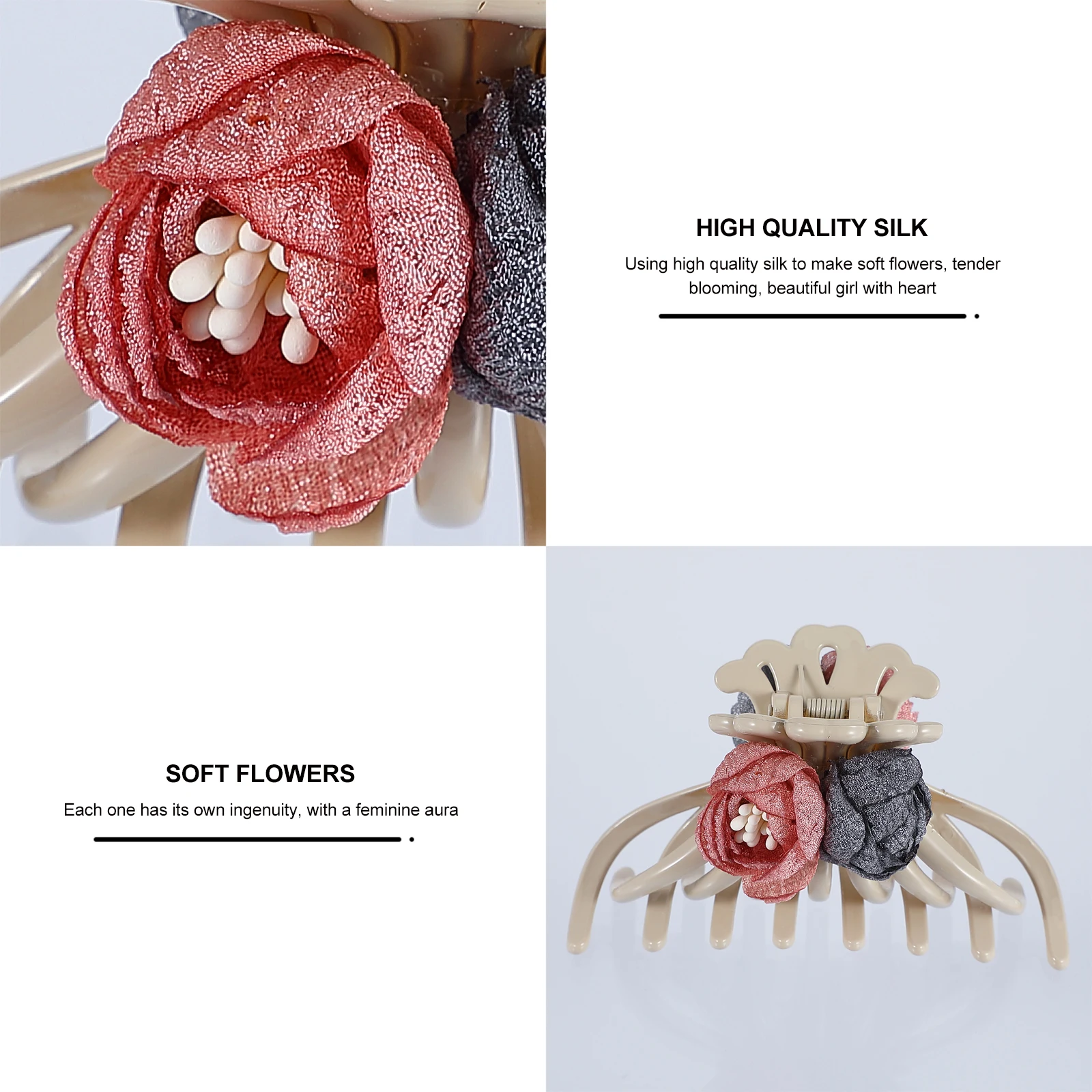 

Заколки для волос с бутоном цветка, пластиковые аксессуары из смолы, женские большие заколки с когтями, фиксация волос, мытье лица, макияж, приготовление пищи, прочные подарки