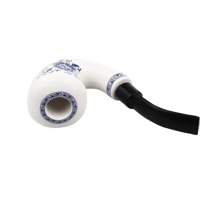 Ceramic Smoking Pipe tobacco Pipe Tube with Bent Acrlyic Stem Mouthpiece 9mm PAPER Filter Pipe Screen Filter Pipe China Pottery