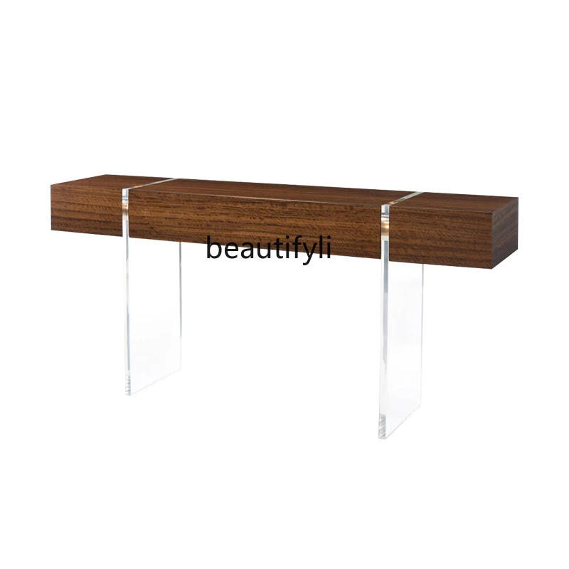 

Italian Minimalist Entrance Cabinet Storage Hallway Corridor Curio Cabinet Lobby Console Tables Side View with Drawers