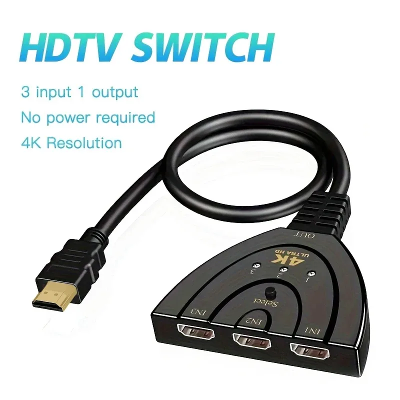 4K*2K 3 Port HDTV-compatible Switch 4K 3D VIdeo Switcher KVM Splitter 3 Input 1 Output Port Hub for Xbox PS4 DVD PC Laptop TV image 6