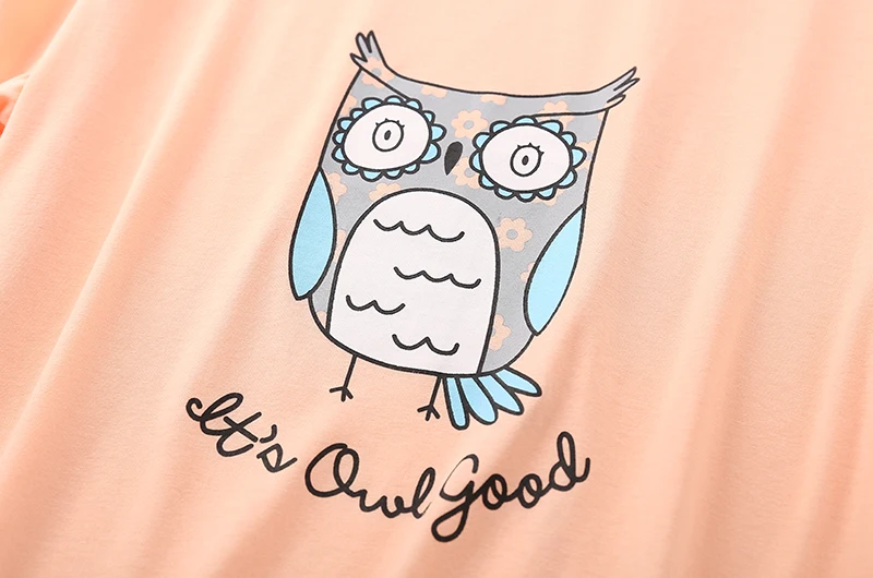 Multi Styles Summer Women\'s Pajamas Set Owl Sheep Cat Short Sleeve Tops Three Quarter Pants Capris Sleepwear Big Size 2904